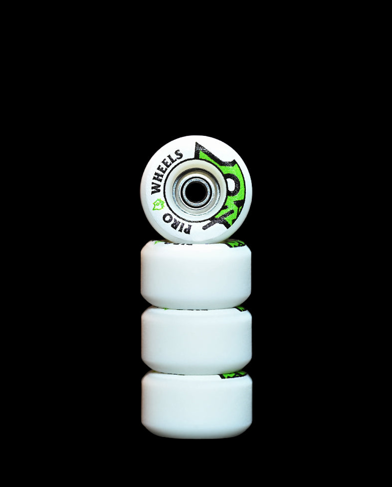 Piro Bone Head (Green) White Performance Real Wear Graphic Fingerboard Wheels (P3)