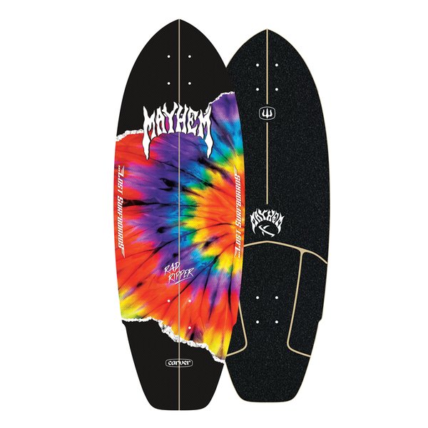 Carver x Lost Rad Ripper Tie Dye 31.25 wb17.25 Surfskate Deck (Black) - Surfskate - Decks