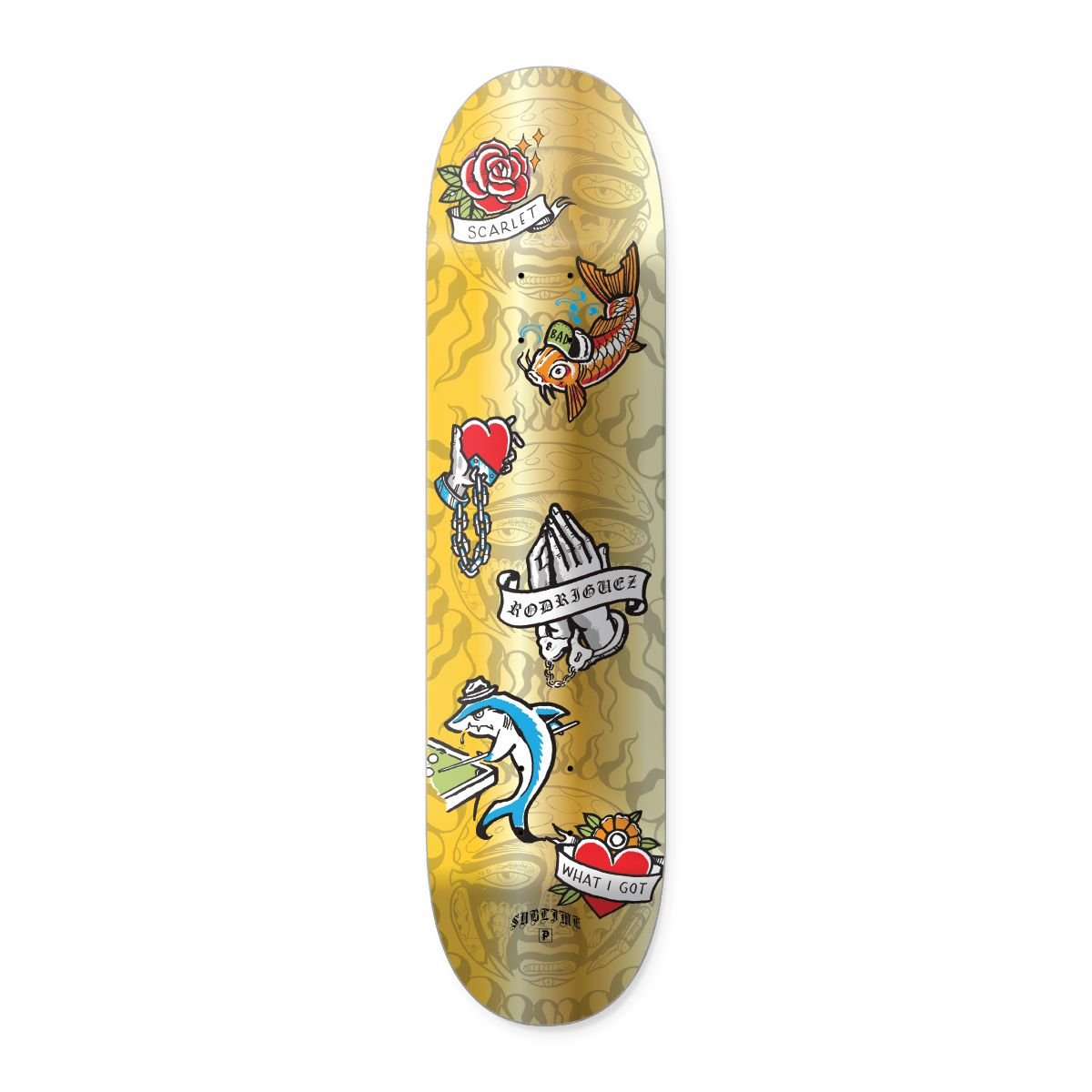 Primitive Sublime Badfish Rodriguez 8.125" Deck (Gold) - Skateboard - Decks