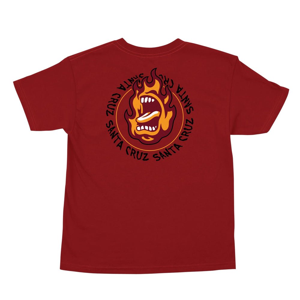 Santa Cruz Ringed Screaming Flame Youth T-Shirt Cardinal Red -