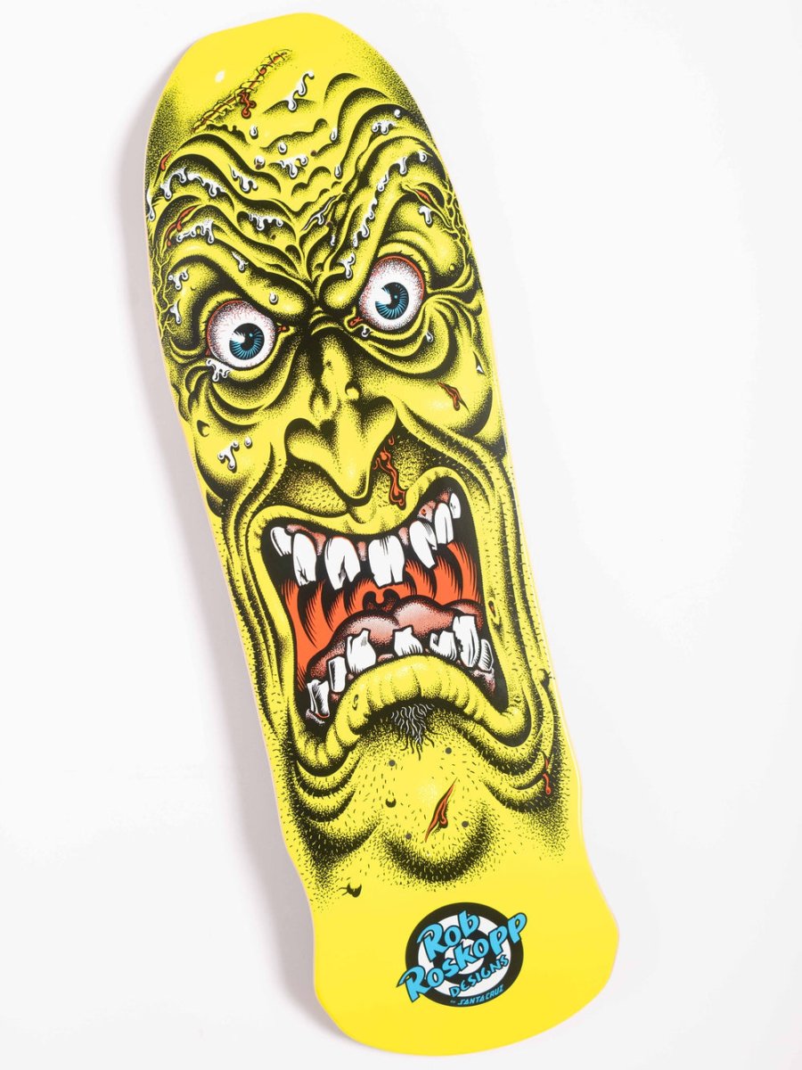 Santa Cruz Roskopp Face Yellow Reissue 9.5" Skateboard Deck - Skateboard - Decks