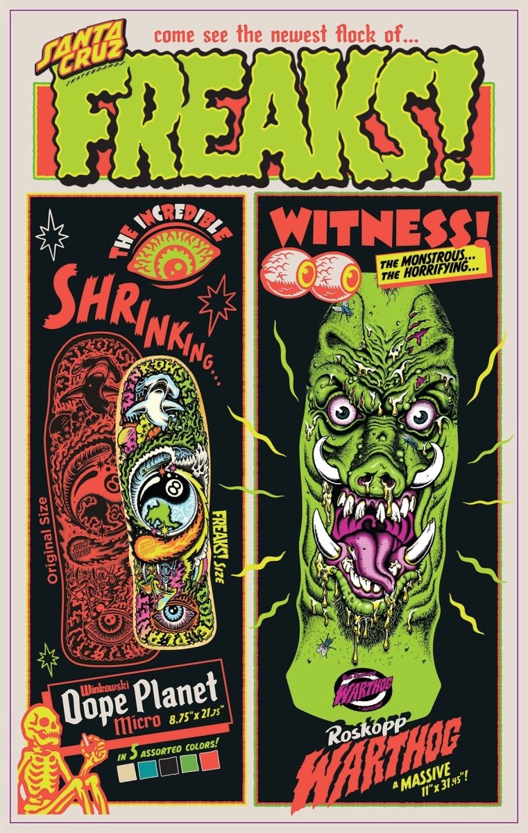 Santa Cruz Winkowski Dope Planet 8.75" Micro Freaks Skateboard Deck - Skateboard - Decks