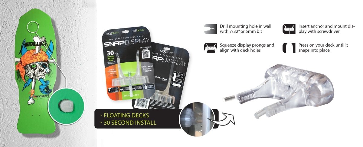SK8OLOGY Snap Deck Display Mount - Skateboard - Hangers and Stands