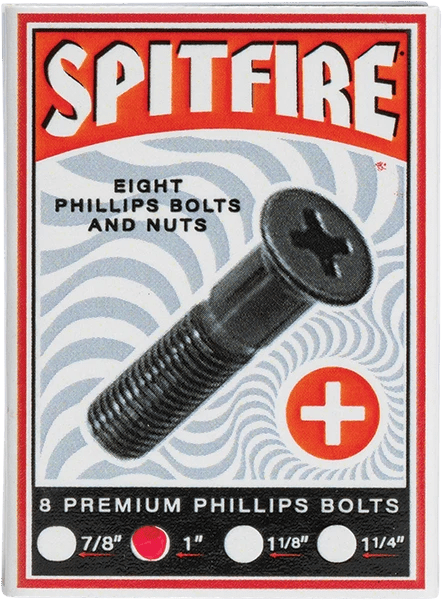 Spitfire 1" Phillips Black Hardware - Skateboard - Hardware