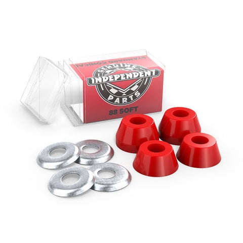 INDE STD CONICAL CUSHIONS 88a RED 2pr w/washers - Skateboard - Bushings