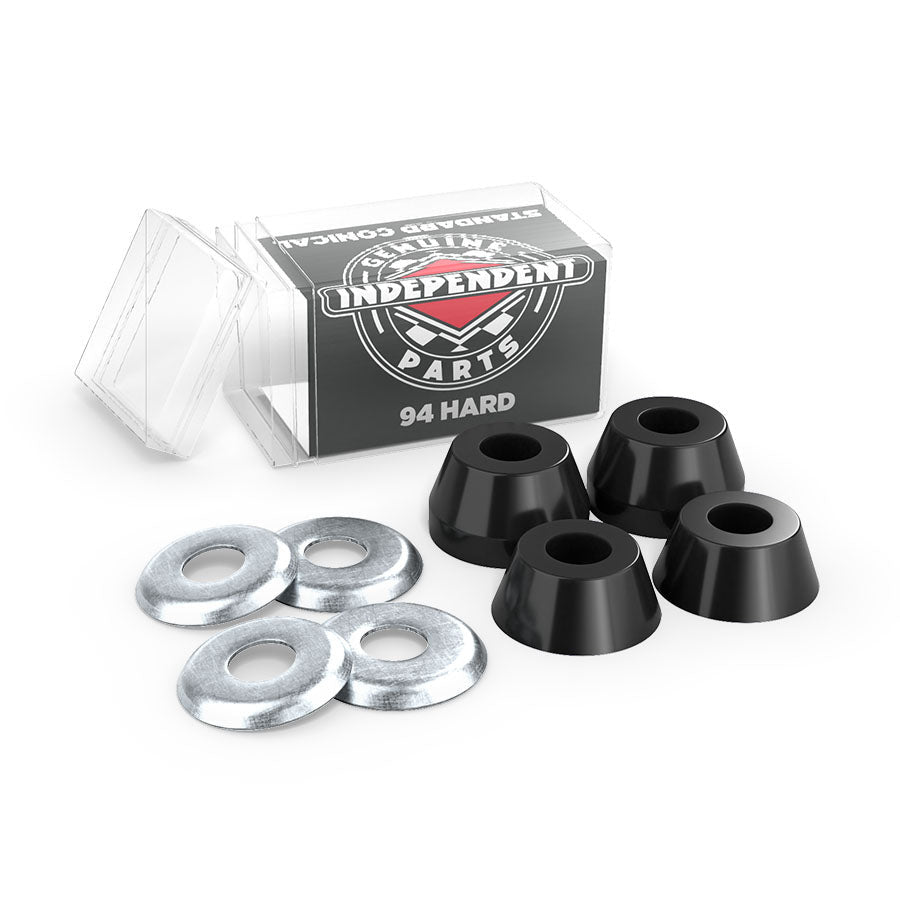 INDE STD CONICAL CUSHIONS 94a BLK 2pr w/washers - Skateboard - Bushings