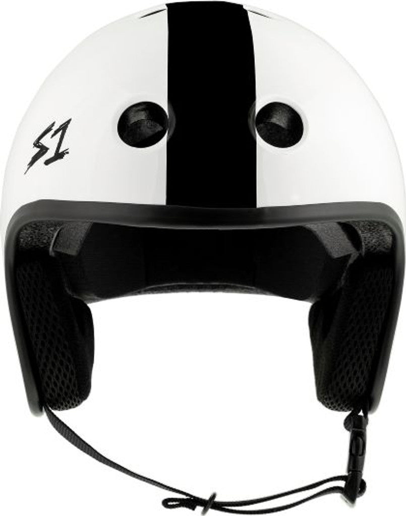 S1 Retro Lifer White Matte w/ Black Stripes - Gear - Helmets