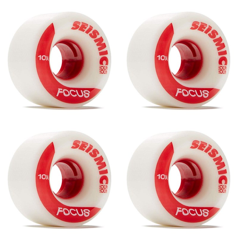Seismic Focus 55mm 101a (wht/red) Offset/Freestyle Wheels - Skateboard - Wheels