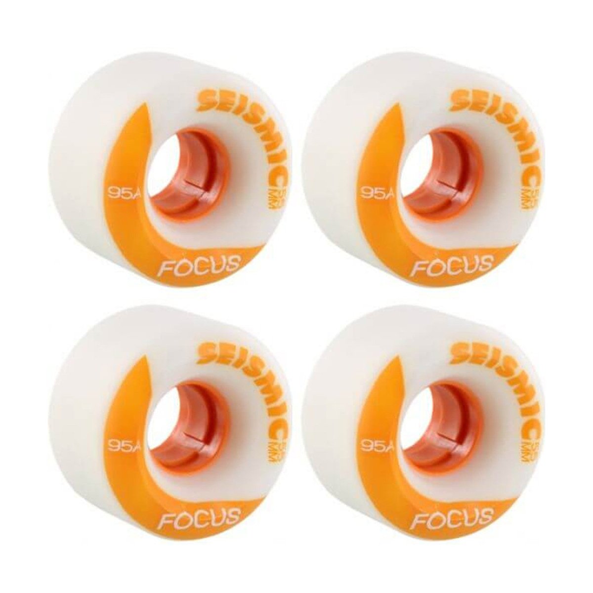 Seismic Focus 55mm 95a (wht/org) Offset/Freestyle Wheels - Skateboard - Wheels