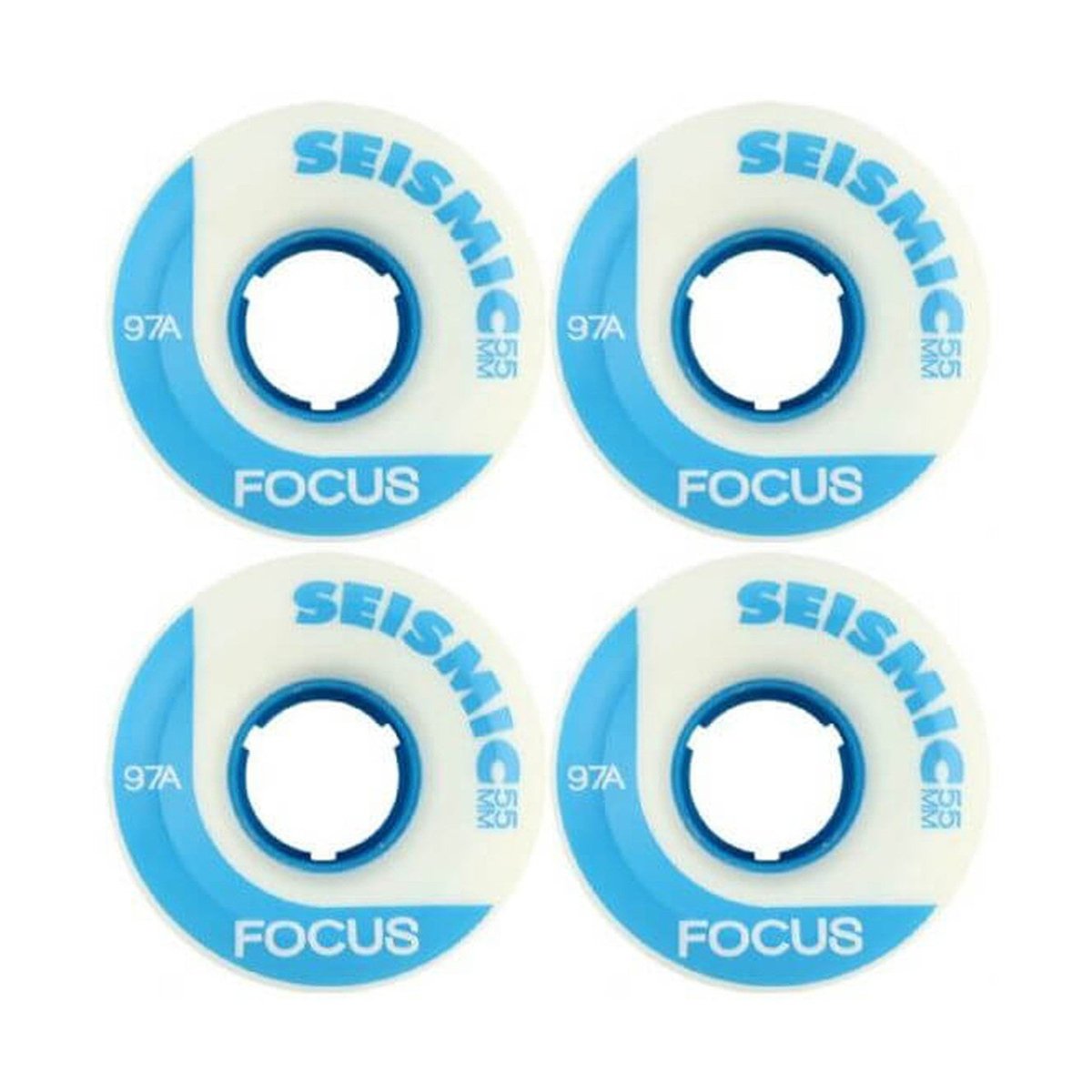 Seismic Focus 55mm 97a (wht/blu) Offset/Freestyle Wheels - Skateboard - Wheels