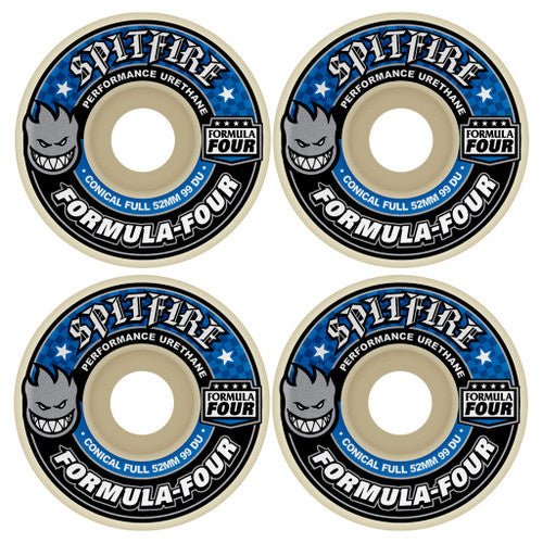 SF F4 99a Conical Full 52mm (White/Blue) - Skateboard - Wheels