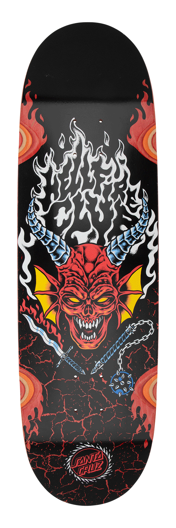 Santa Cruz Stranger Things Hellfire Club Flames 9.00in x 32.00in Deck