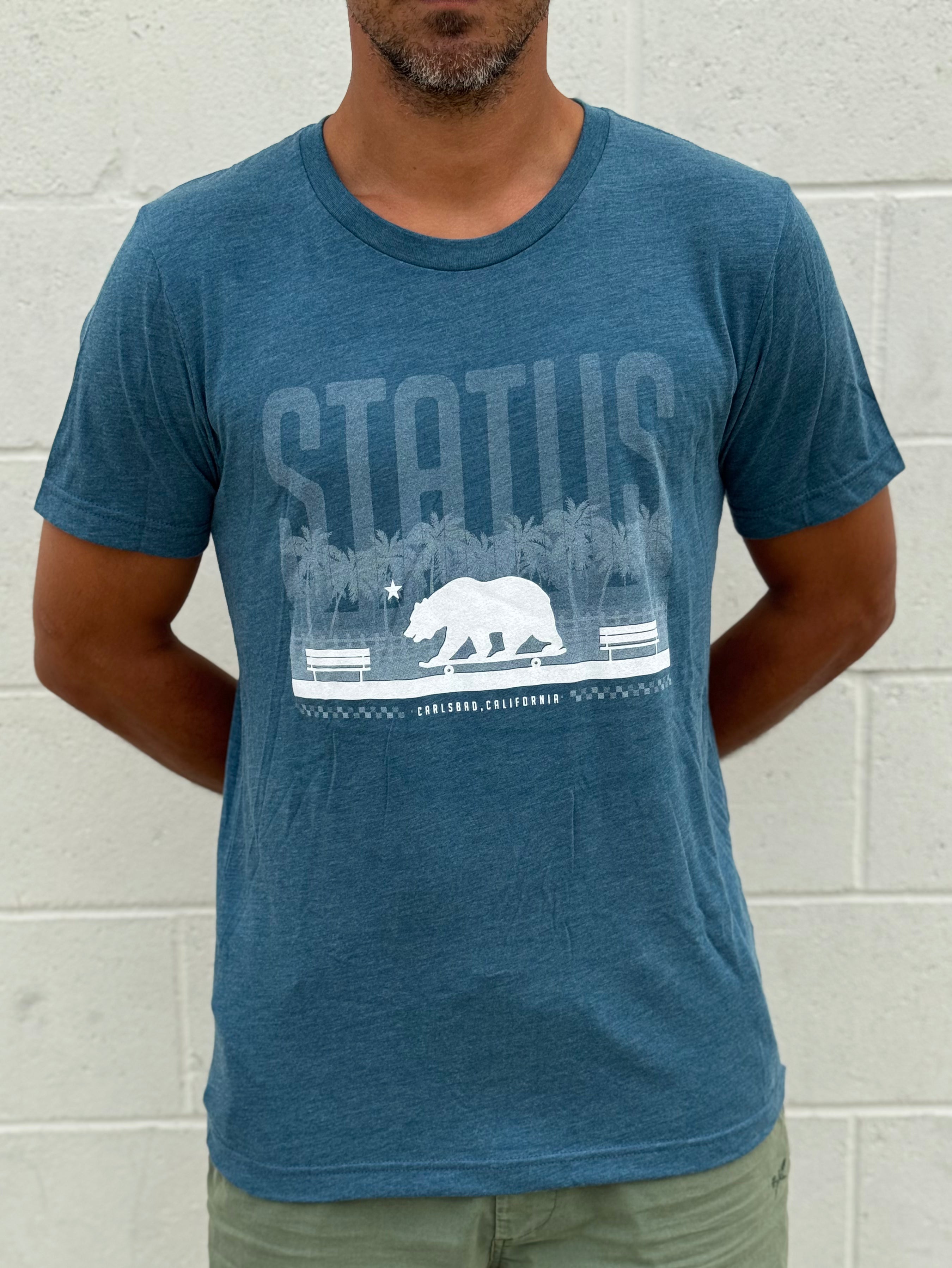 Status Boardwalk Tee Steel Blue – Status Skateshop