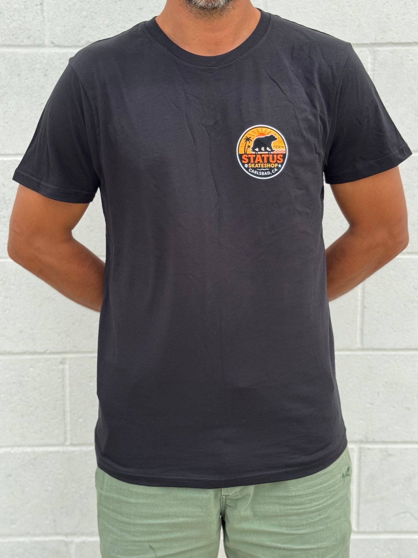 Status Bear Orange Circle Tee Black