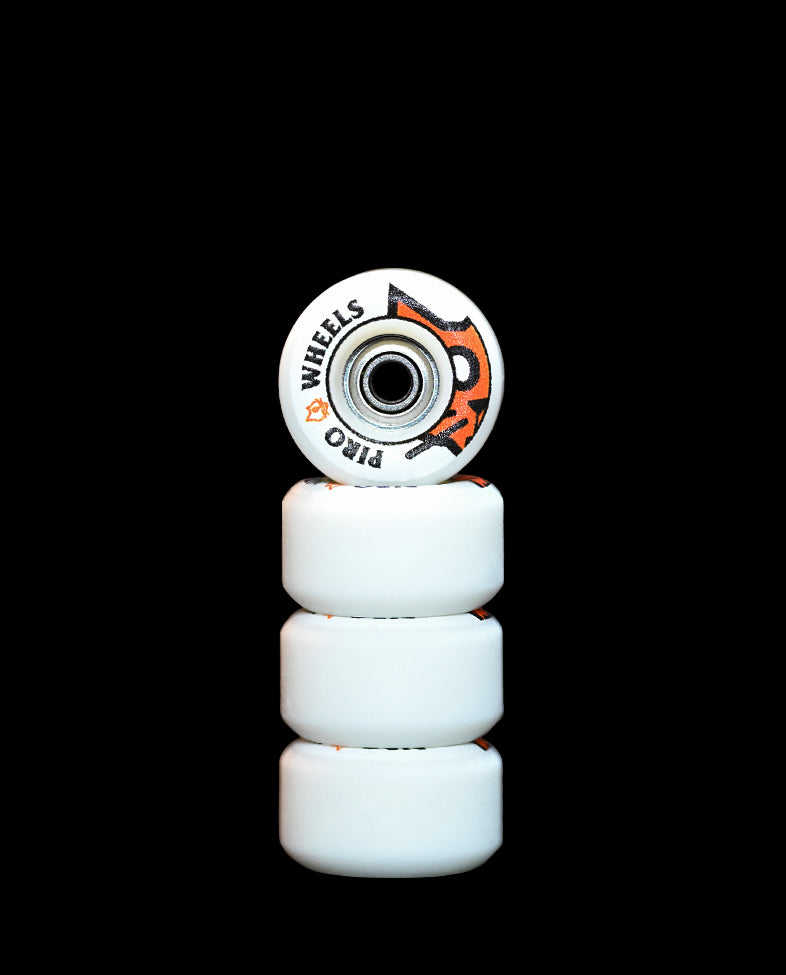Piro Bone Head (Orange) White Performance Real Wear Graphic Fingerboard Wheels (P3)