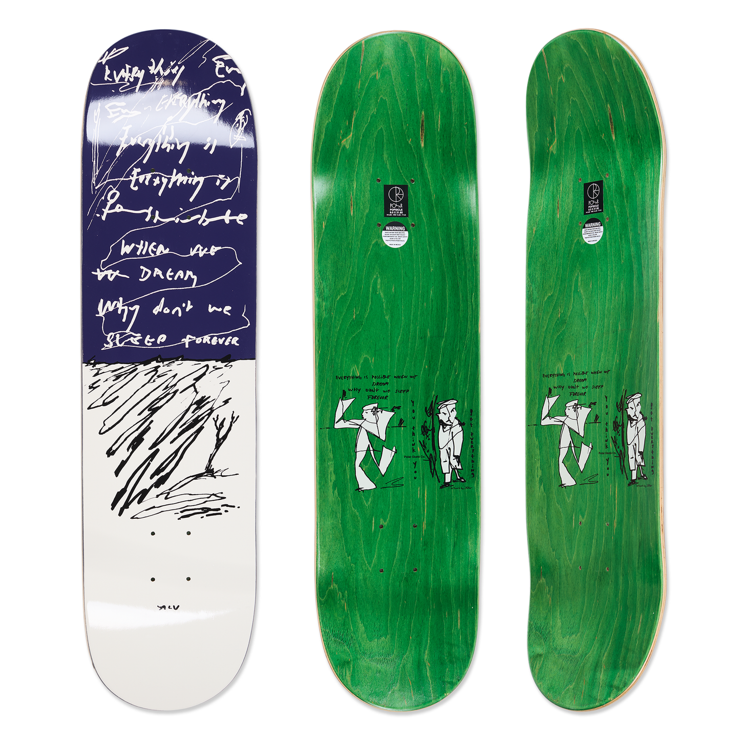 Polar Team / Alv 8.25" Sleep Forever Short Skateboard Deck