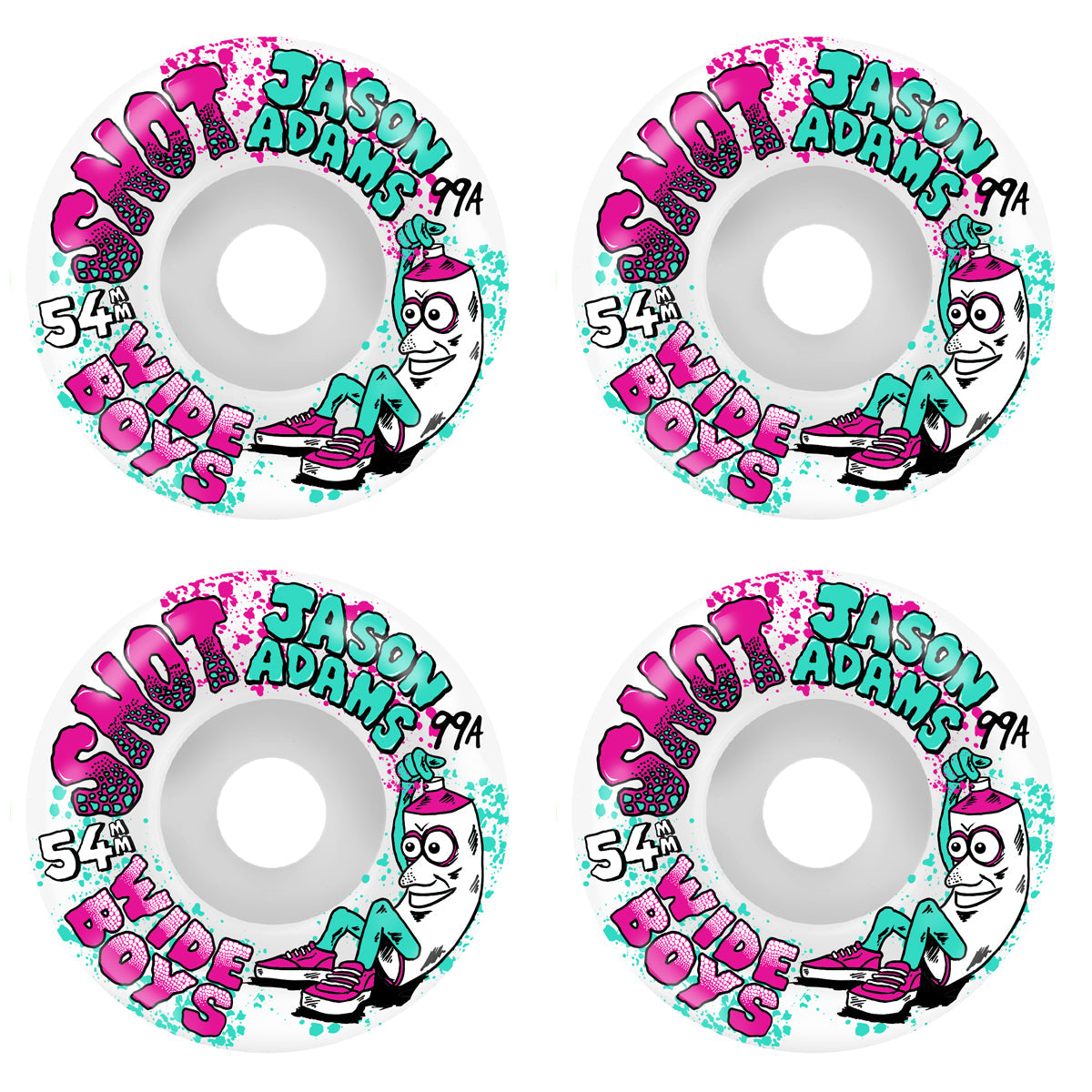 Snot 54mm Jason Adams 99a Wide Boys White Skateboard Wheels