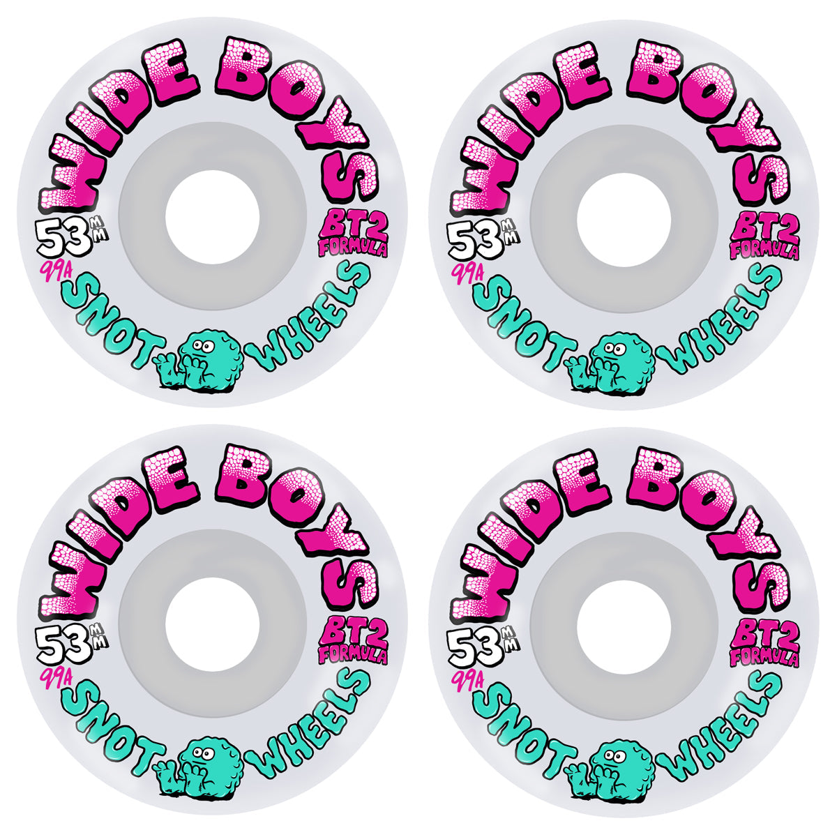 Snot 53mm Wide Boys 99A Clear/Pink Skateboard Wheels