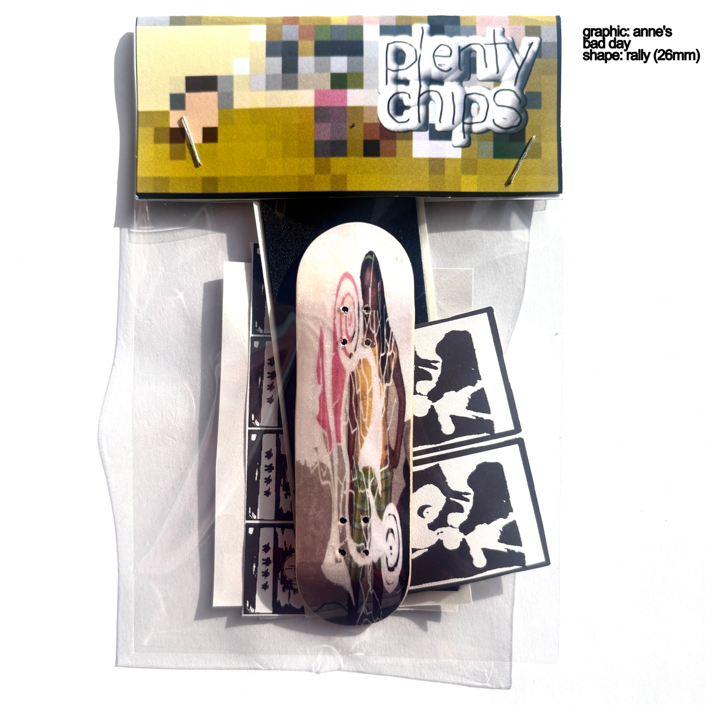Plentychips 26mm rally - "anne's bad day" fingerboard deck