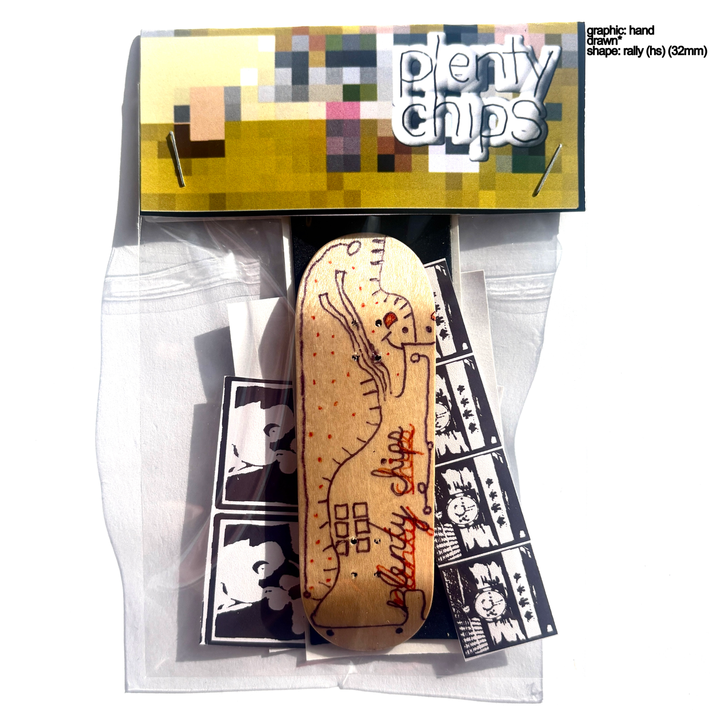 Plentychips 32mm rally(hs) - "hand drawn" fingerboard deck