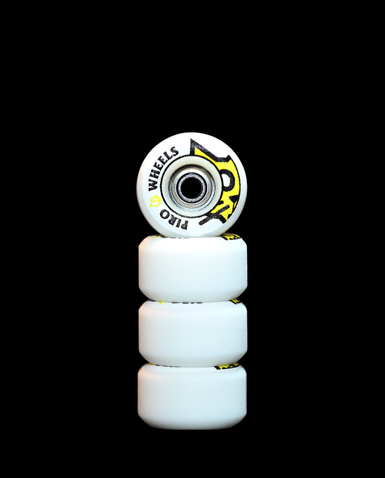 Piro Bone Head (Yellow) White Performance Real Wear Graphic Fingerboard Wheels (P3)