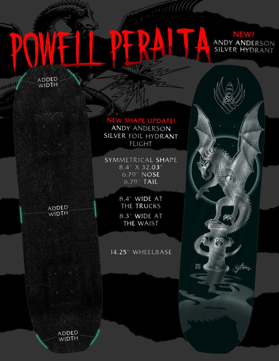 Andy Anderson Hydrant 2 FLIGHT 8.4 Skateboard Deck Silver Foil Powell Peralta Pro - Skateboard - Decks
