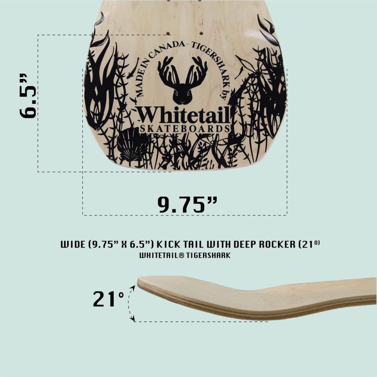 BLEM Whitetail Tigershark 33.5" Surfskate Deck Supreme - Skateboard - Decks