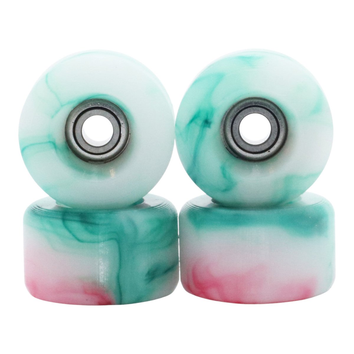 Blistered Urethane Wheels - Conical - White with Green/Red Swirl - Fingerboard - FB Wheels