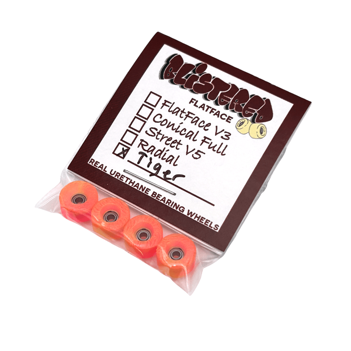 Blistered x Flatface Tiger Conical XL Wheels (Glow In Dark) - Fingerboard - FB Wheels