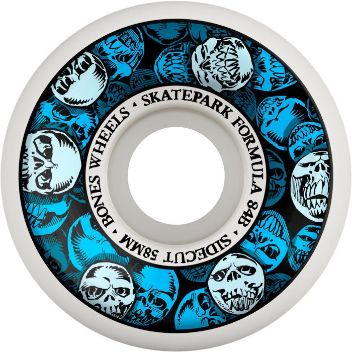 Bones SPF P5 84b Circle Skulls 58mm Skateboard Wheels (White/Blue) - Skateboard - Wheels