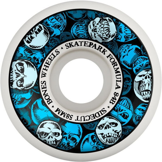 Bones SPF P5 84b Circle Skulls 58mm Skateboard Wheels (White/Blue) - Skateboard - Wheels