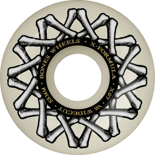 Bones XF V6 97a Widecut 55mm (White/Silver) - Skateboard - Wheels