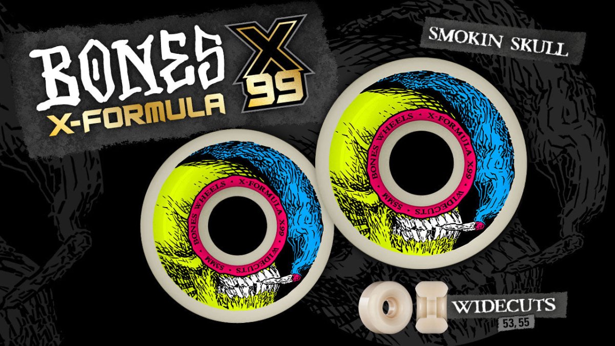 Bones XF V6 99a Smokin Skulls Widecut 53mm - Skateboard - Wheels