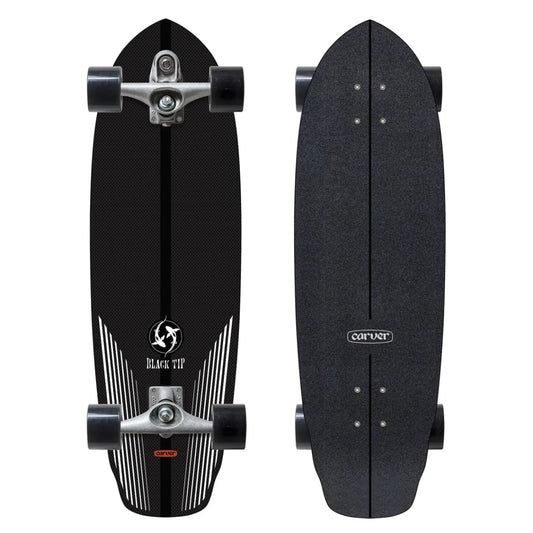 Carver C7 Black Tip Carbon Fiber 32.5" Surfskate Complete - Surfskate - Completes