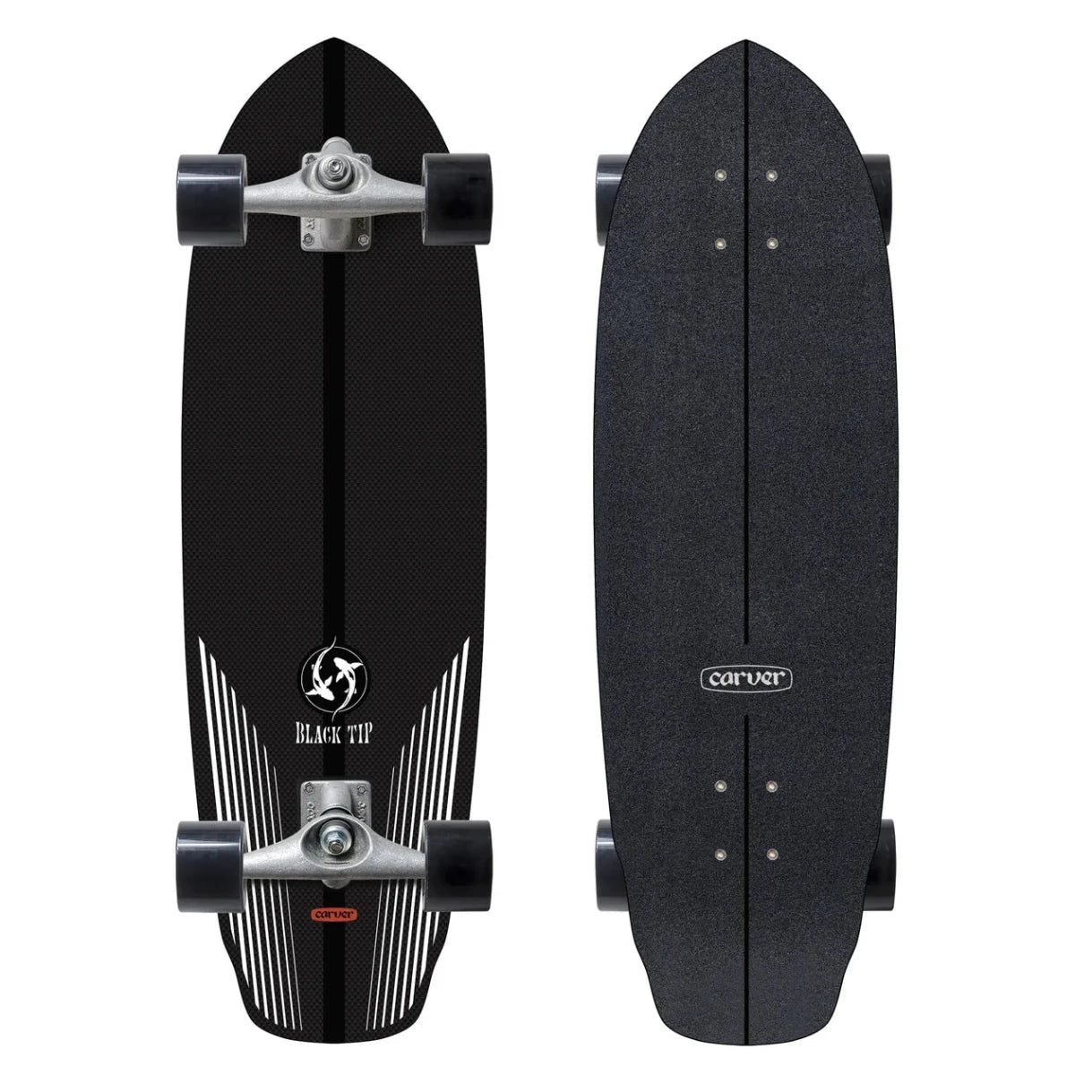 Carver CX Black Tip Carbon Fiber 32.5" Surfskate Complete - Surfskate - Completes