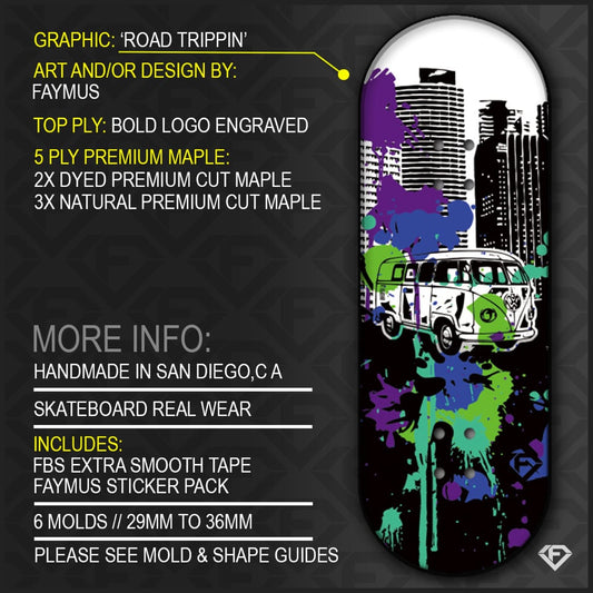 FAYMUS MAGYK "Road Trippin" 34mm Fingerboard Deck - Fingerboard - FB Decks