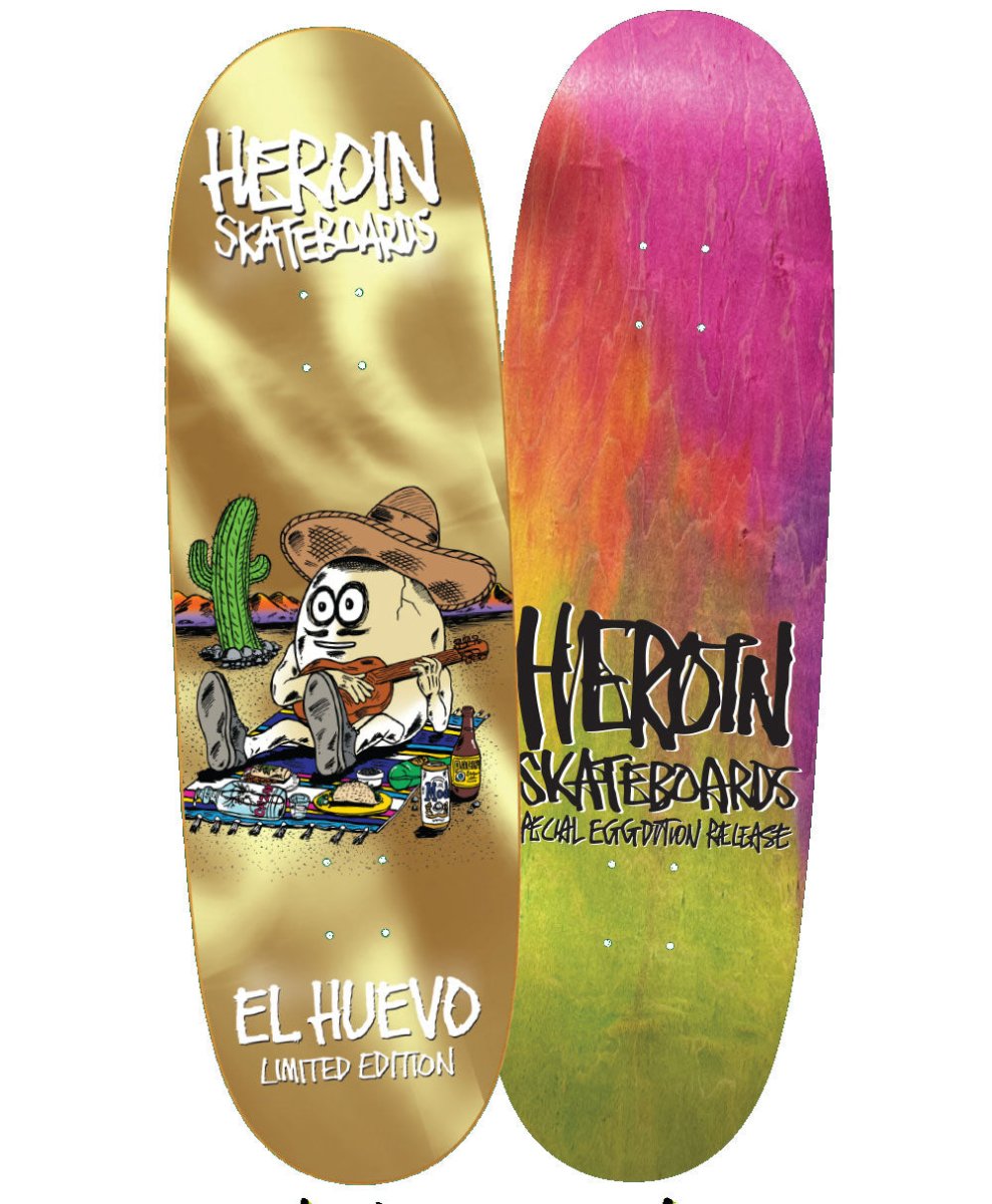 Heroin El Huevo Gold Limited Edition Deck 9.4" - Skateboard - Decks