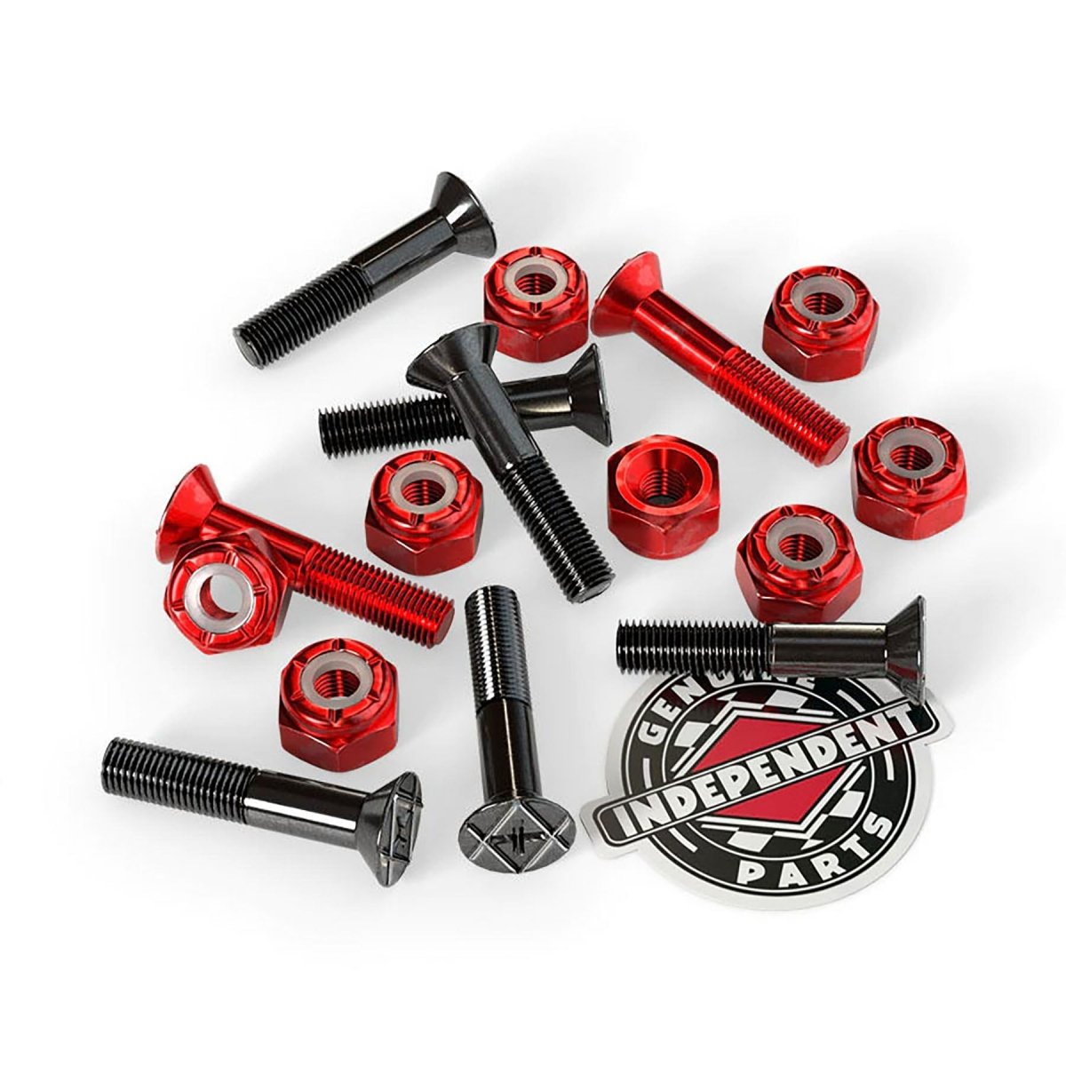 Independent Cross Bolts (Black/Red) 1" Phillips - Skateboard - Hardware