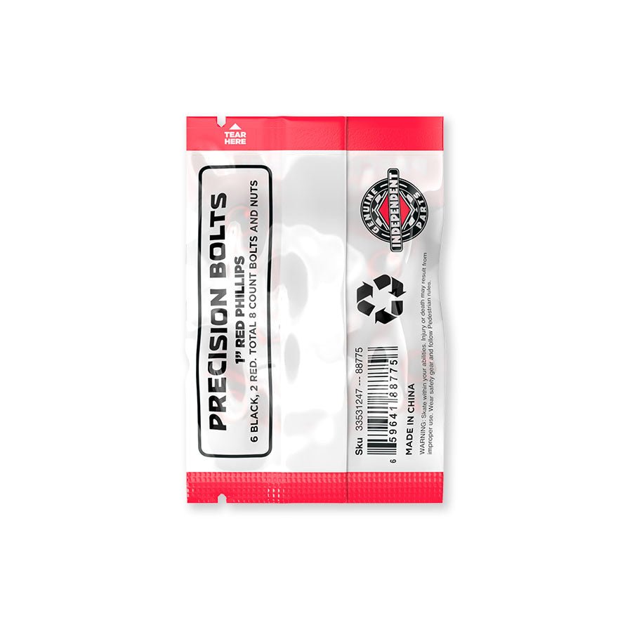 Independent Cross Bolts (Black/Red) 1" Phillips - Skateboard - Hardware
