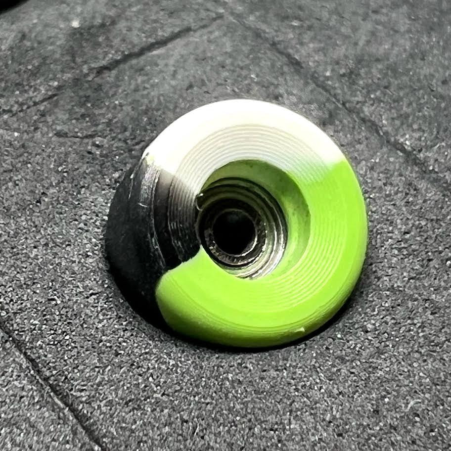 LC Boards Fingerboard Urethane Swirl Bowl 65D Wheels (Black/White/Green) - Fingerboard - FB Wheels