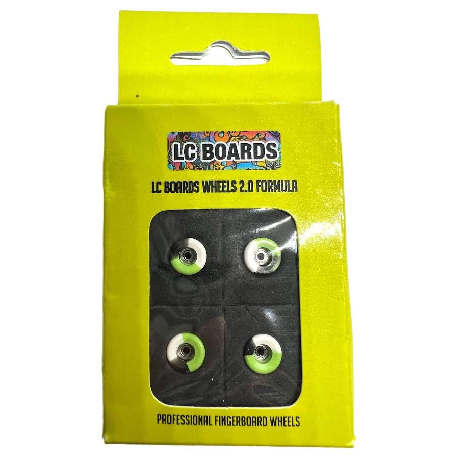 LC Boards Fingerboard Urethane Swirl Bowl 65D Wheels (Black/White/Green) - Fingerboard - FB Wheels