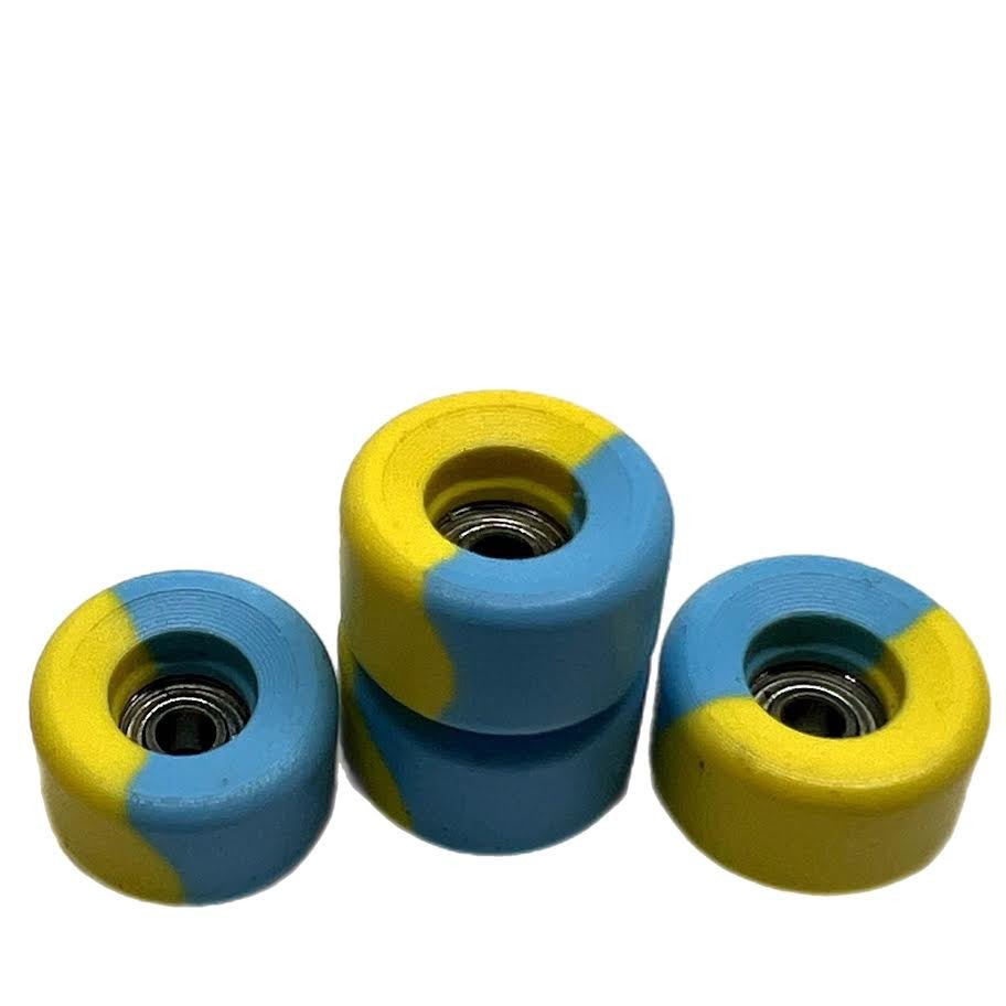 LC Boards Fingerboard Urethane Swirl Bowl 65D Wheels (Blue/Yellow) - Fingerboard - FB Wheels
