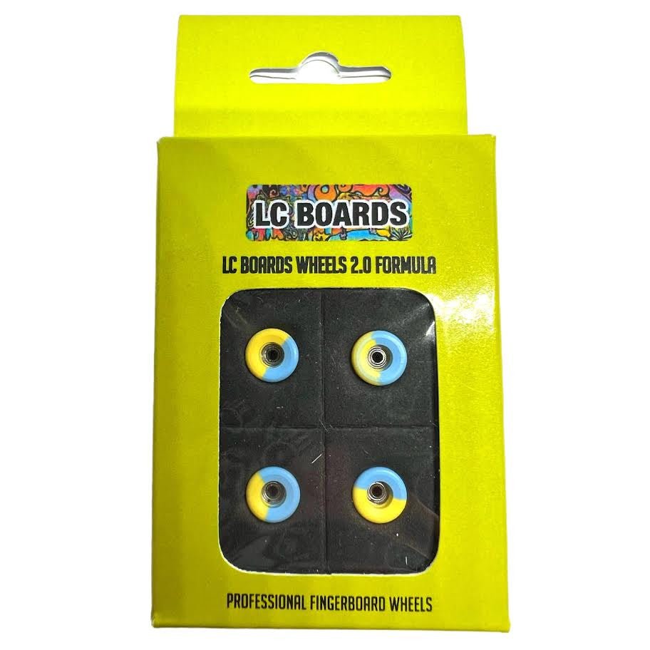 LC Boards Fingerboard Urethane Swirl Bowl 65D Wheels (Blue/Yellow) - Fingerboard - FB Wheels
