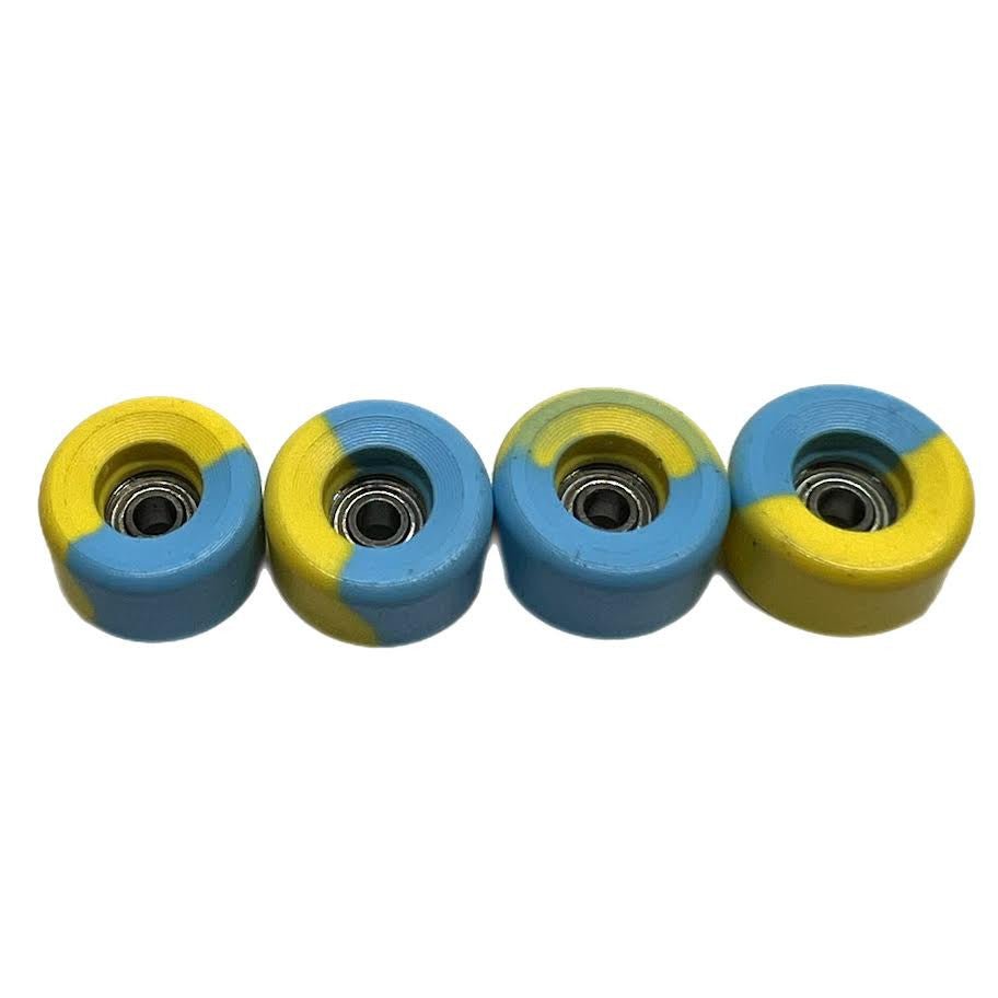 LC Boards Fingerboard Urethane Swirl Bowl 65D Wheels (Blue/Yellow) - Fingerboard - FB Wheels