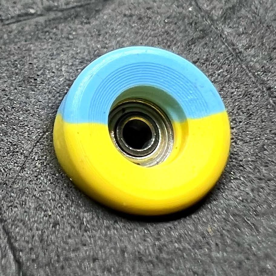 LC Boards Fingerboard Urethane Swirl Bowl 65D Wheels (Blue/Yellow) - Fingerboard - FB Wheels