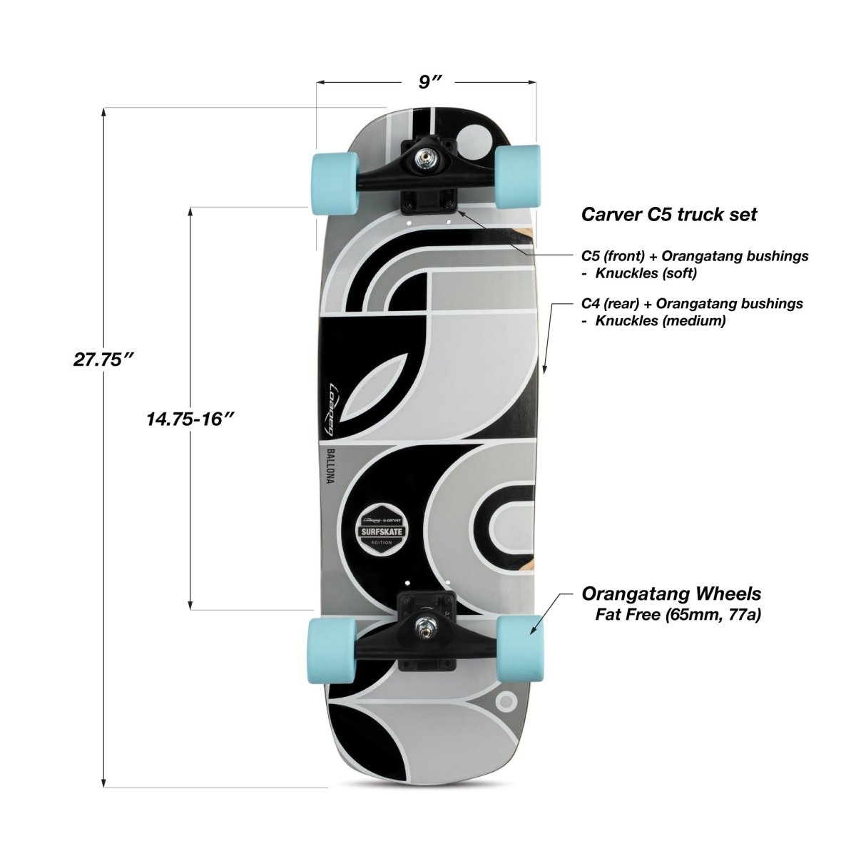 Loaded Ballona Orca C5 Surfskate Complete - Surfskate - Completes