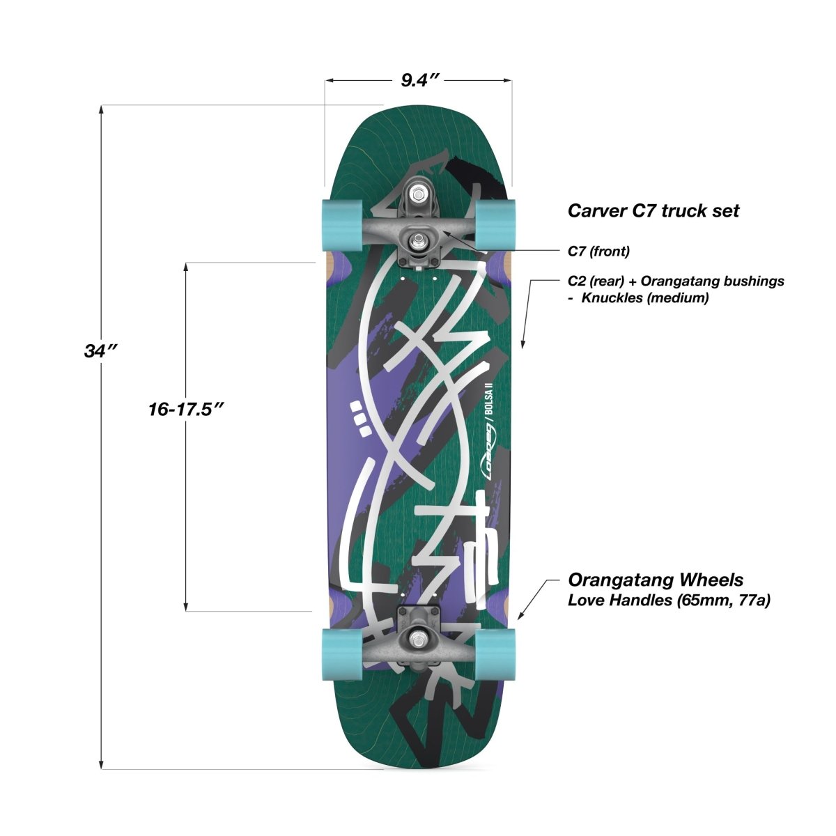 Loaded Carver Jazz Bolsa II C7 34" Surfskate - Surfskate - Completes