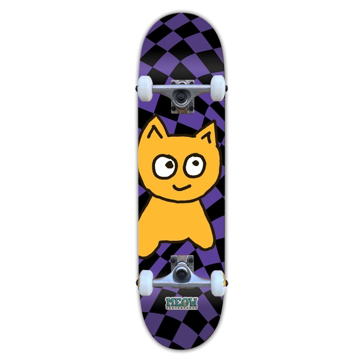 Meow Big Cat Checker Twist Purple 8.25" Complete Skateboard - Skateboard - Completes