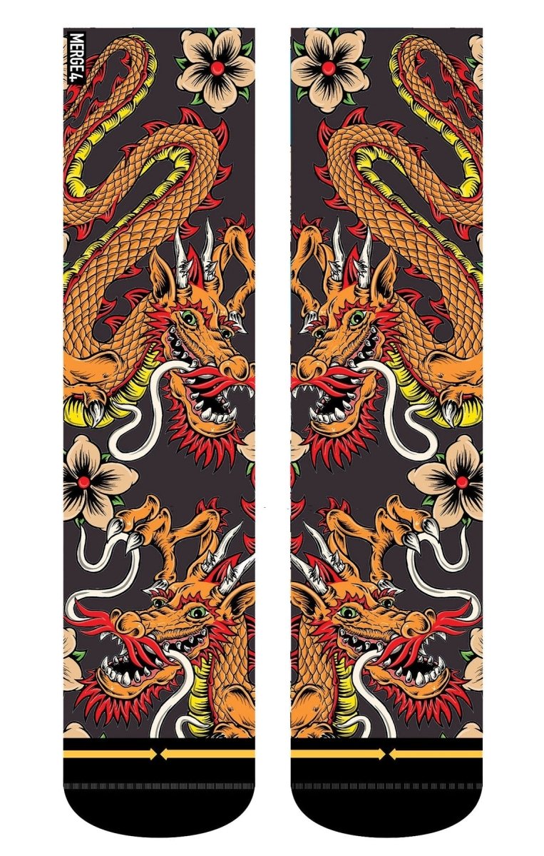 MERGE4 Large Steve Caballero Double Dragon Crew Socks -