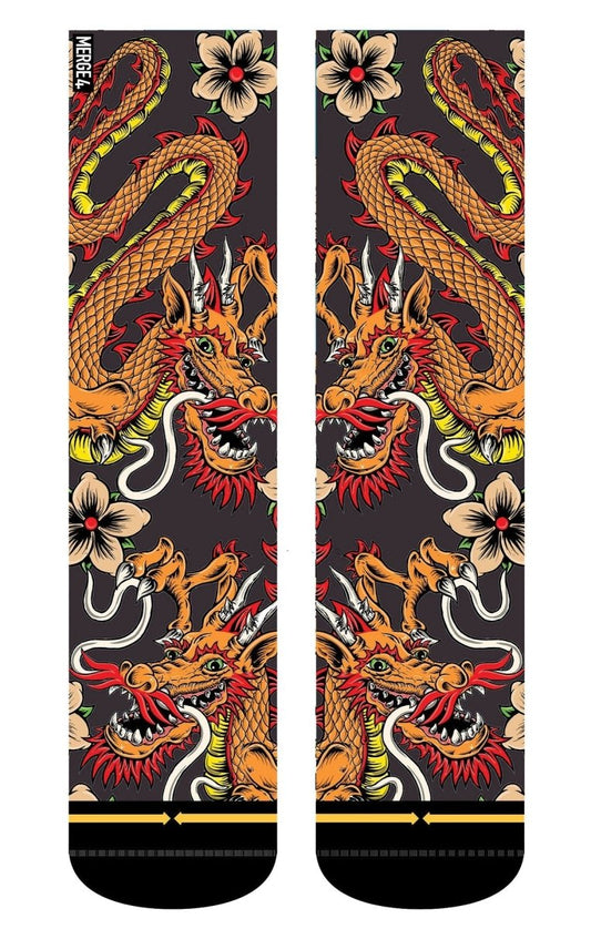 MERGE4 Large Steve Caballero Double Dragon Crew Socks -